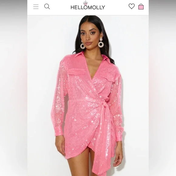 slim fit dress slacks Pink Sequin Boucle Bow Mini Dress – self-portrait-US main image 1